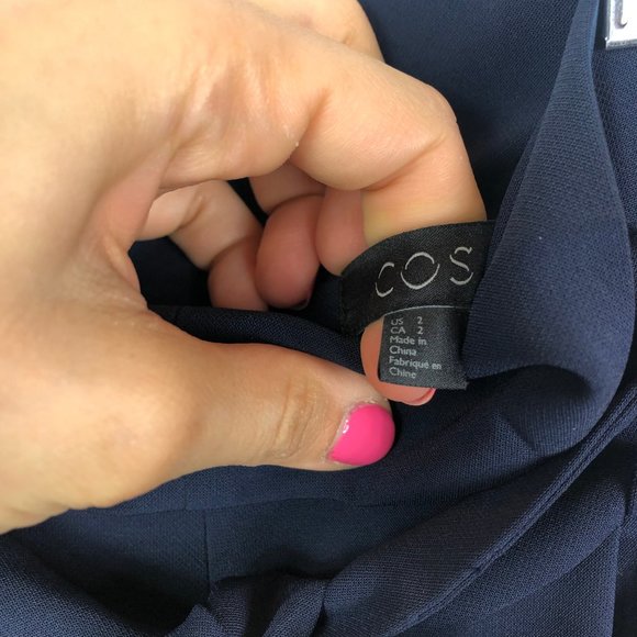 COS High Waist Paperbag Wide Leg Navy Pants Size 2 - Picture 5 of 6